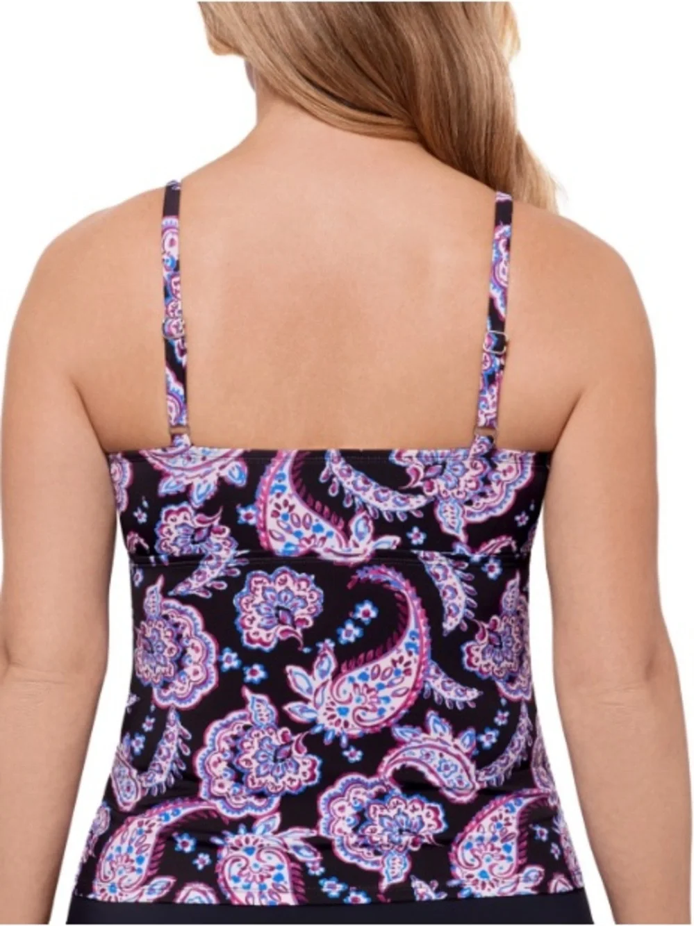 Swim Solutions Women’s Paisley-Print Tankini Top-Dancing Paisley - Picture 2 of 3